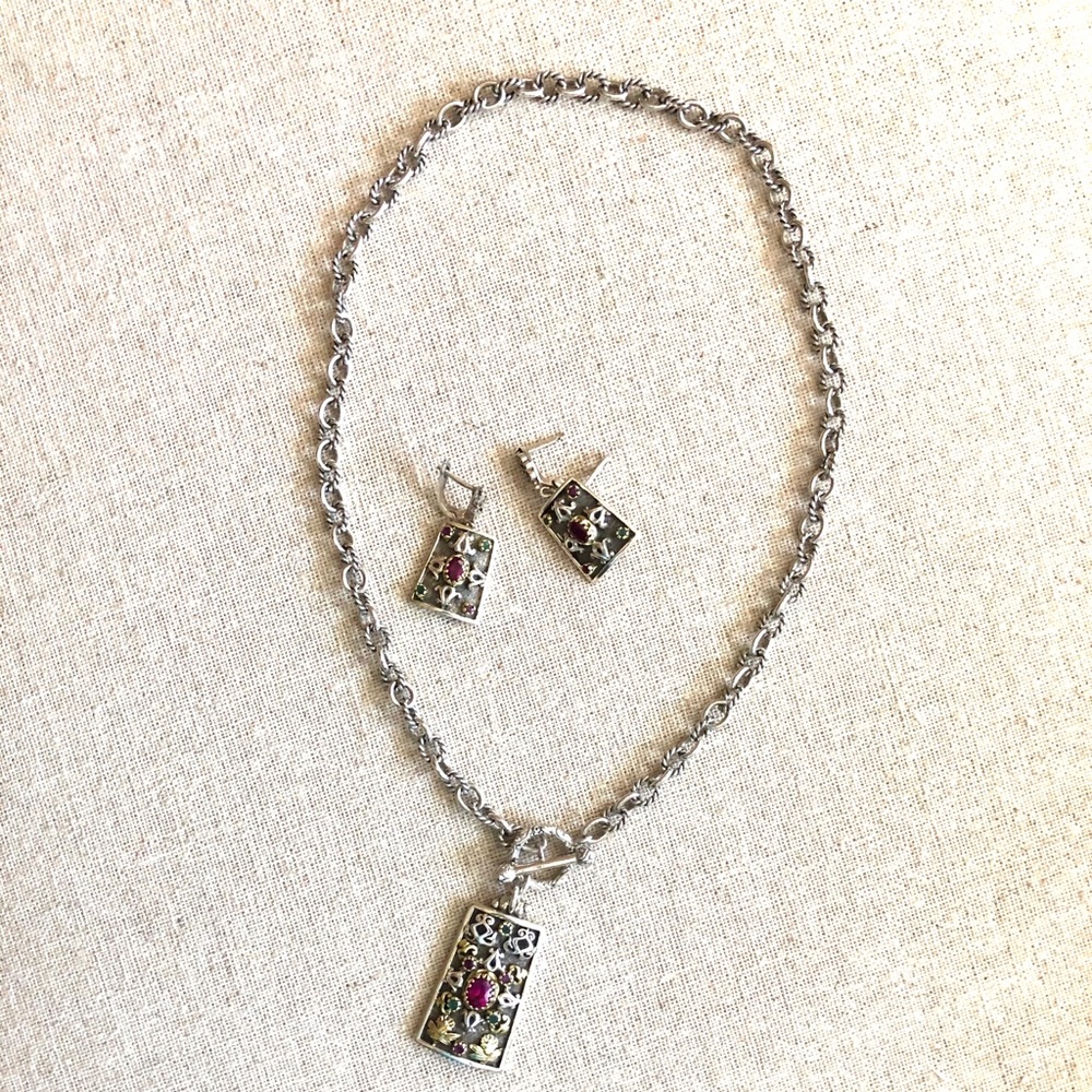 Sterling & 14K gold with Rubies  & Emeralds